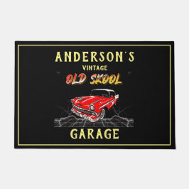 Felpudo Vintage Car Garage Old Skool Chevy en negro