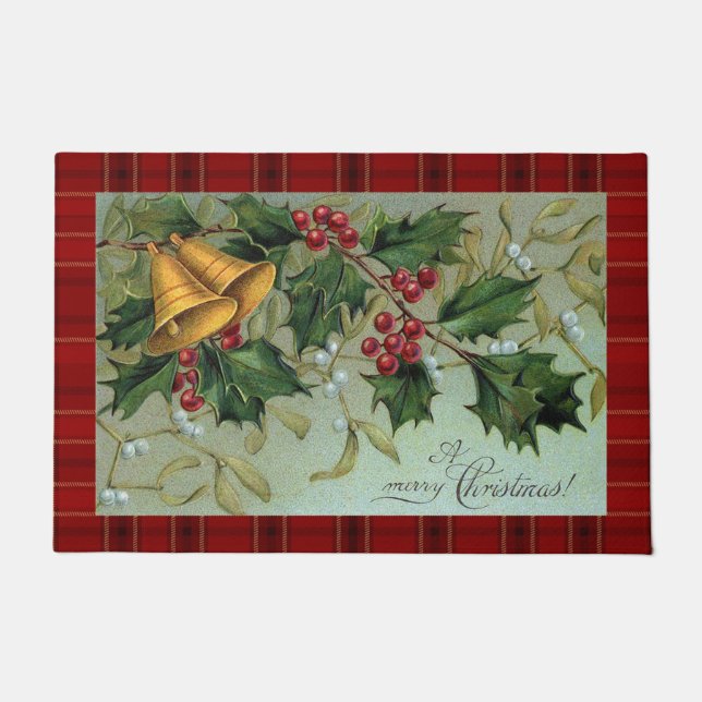 Felpudo Vintage Christmas Bells y Holly (Anverso)