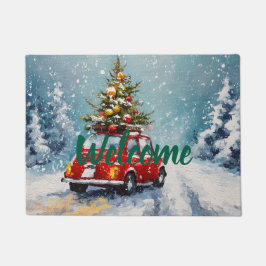 Felpudo Vintage Christmas Retro Van Doormat