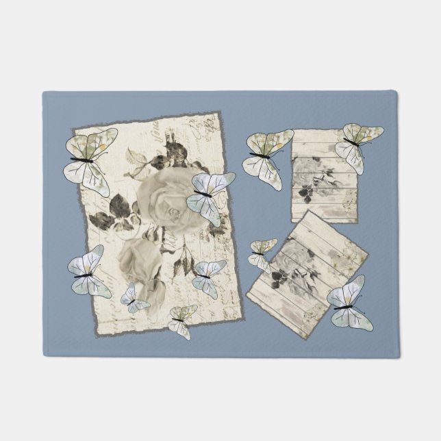 Felpudo Vintage con mariposas (Anverso)