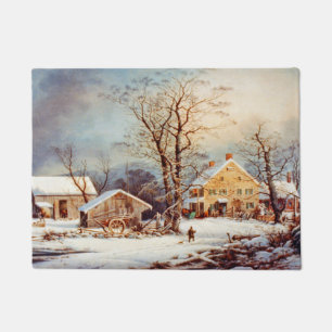 Felpudo Vintage Country Winter Holiday Navidades