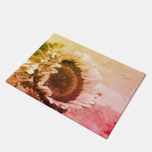 Felpudo Vintage En Dolor Blanco Y Negro De Girasol