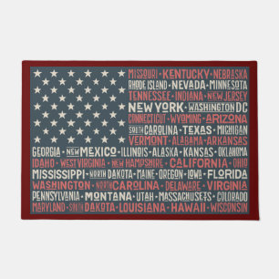 Felpudo Vintage Faded American Flag State nombra palabras 