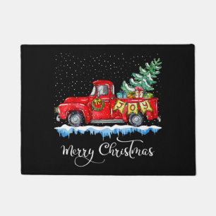 Felpudo Vintage Merry Christmas Red Truck Old Fashioned Ch
