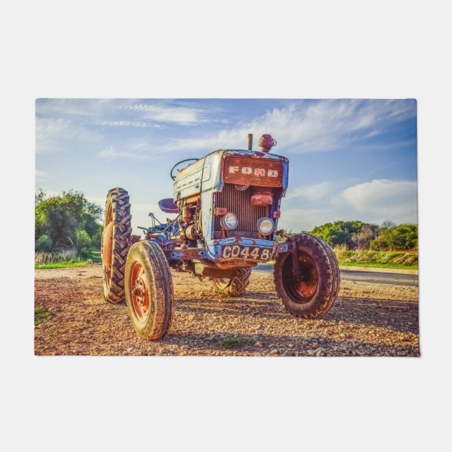 Felpudo Vintage Old Tractor Farm Country Life (Anverso)
