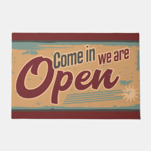 Felpudo Vintage open business sign retro cafe garage rojo