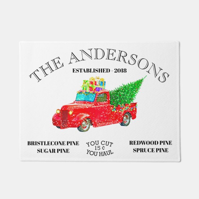 Felpudo Vintage Personalized Name Farmhouse Navidades (Anverso)