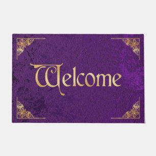 Felpudo Vintage Purple Velvet y Gold Welcome