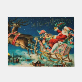 Felpudo Vintage Santa Claus Sleigh Navidades