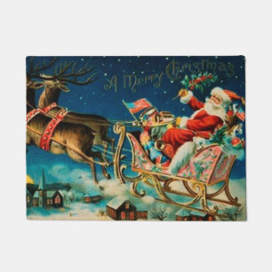 Felpudo Vintage Santa Claus Sleigh Navidades