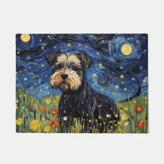 Felpudo Vintage Van Gogh Pup - Watercolor Starry Night Rev