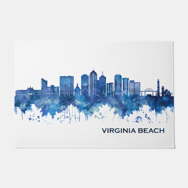 Felpudo Virginia Beach Skyline Blue (Anverso)