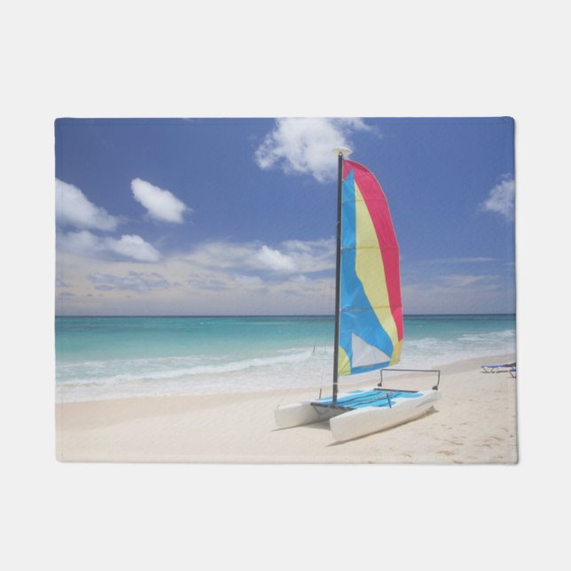 Felpudo Vista de la playa con el velero (Anverso)