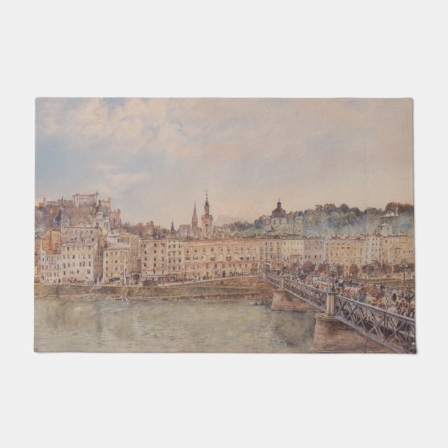 Felpudo Vista de Salzburgo (por Rudolf von Alt) (Anverso)