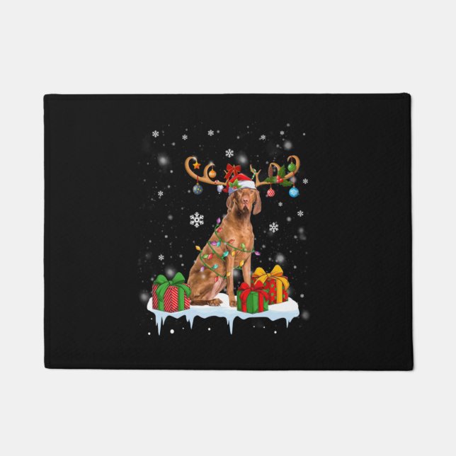 Felpudo Vizsla Christmas Tree Light Pajama Dog Lover Xmas (Anverso)