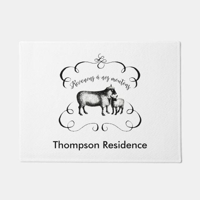 Felpudo Volvamos a nuestras ovejas - granja divertida del (Anverso)