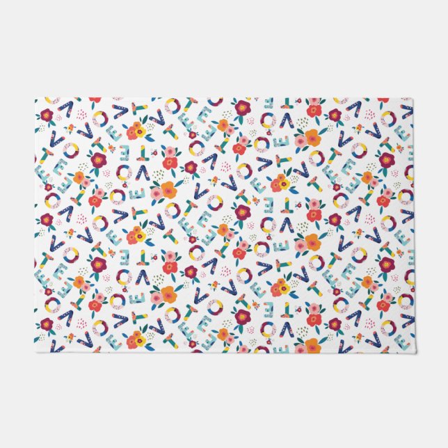 Felpudo Votar la decoración política moderna floral capric (Anverso)