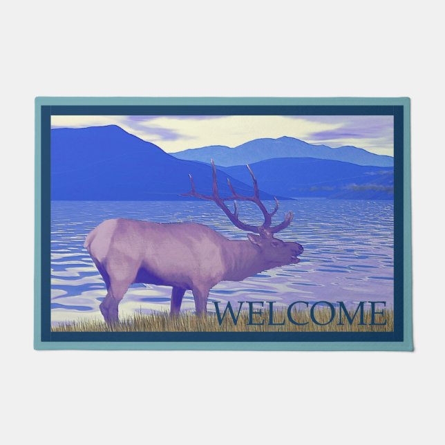 Felpudo Wapiti (Elk) Junto Al Lago - Bienvenidos (Anverso)