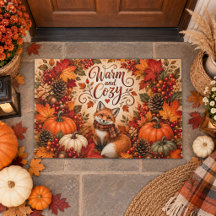 Warm and Cozy Fox Pumpkins Fall Illustration