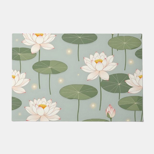 Felpudo Water Lily Lotus Pond Pattern (Anverso)