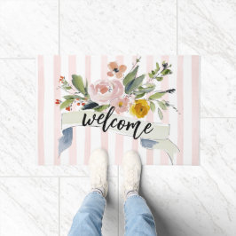 Felpudo Watercolor Floral Welcome