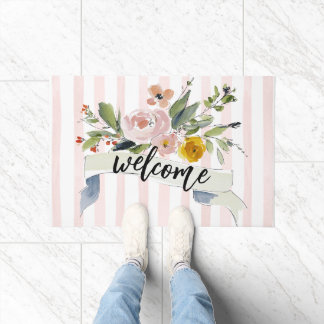 Felpudo Watercolor Floral Welcome