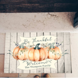 Felpudo Watercolor Rustic Pumpkins Personalized