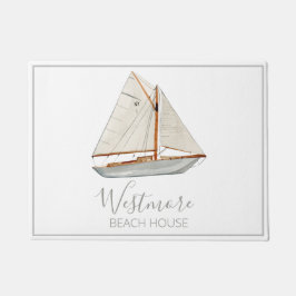 Felpudo Watercolor Sailboat Beach House