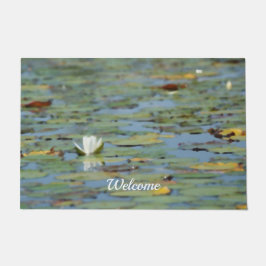 Felpudo Waterlily Lake Flower Watercolor Door Mat