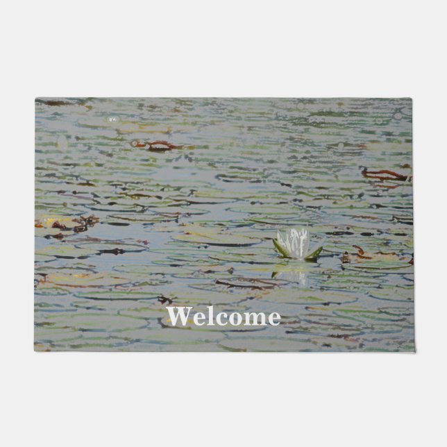 Felpudo Waterlily Pond Lake Flower I Door Mat (Anverso)