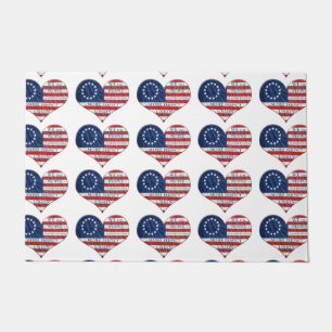Felpudo We The People American Flag Heart