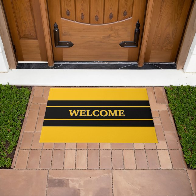 Felpudo Welcome  black &yellow Door Mat (Exterior)