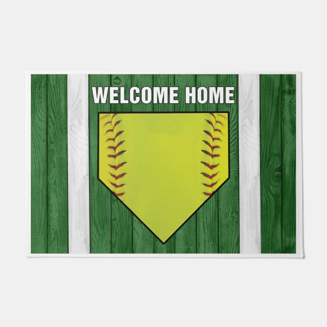 Felpudo Welcome Home Baseball Design (Anverso)