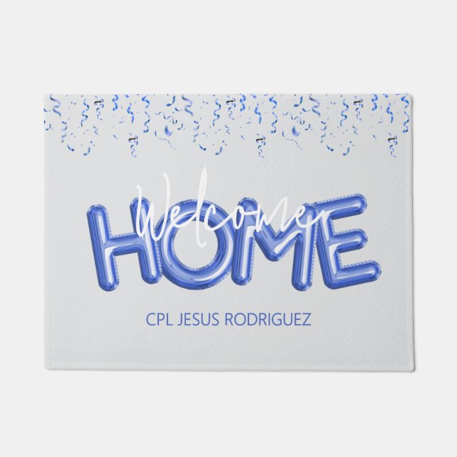 Felpudo Welcome Home Patriotic Military Hero Party (Anverso)