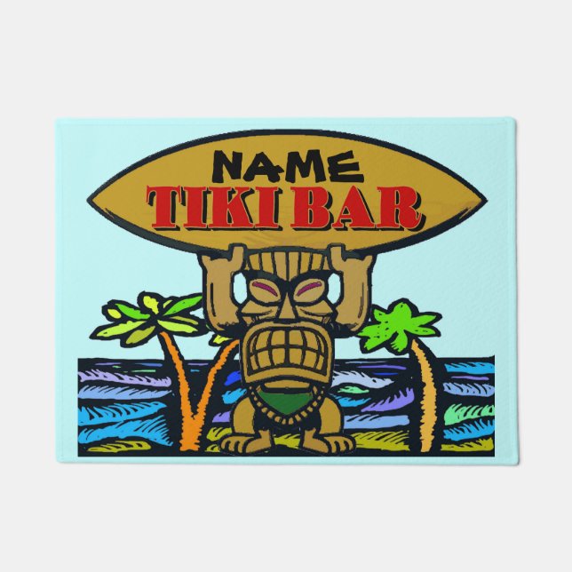 Felpudo Welcome Mat, Tiki Bar, Island Doormat (Anverso)