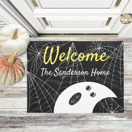 Felpudo Welcome Modern Minimalistic Ghost Halloween Family