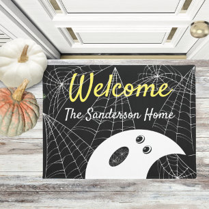 Felpudo Welcome Modern Minimalistic Ghost Halloween Family