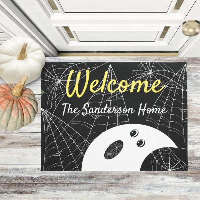 Felpudo Welcome Modern Minimalistic Ghost Halloween Family (Subido por el creador)