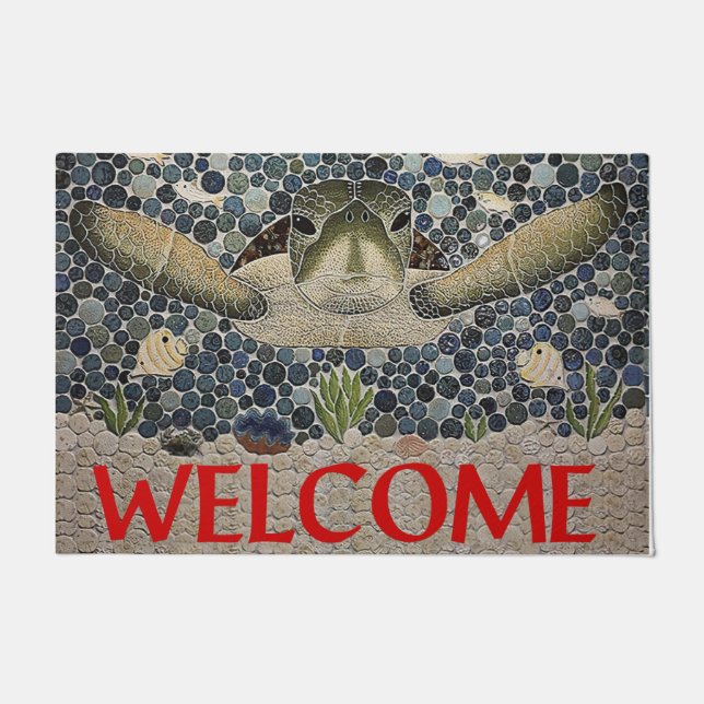 Felpudo Welcome Sea Turtle Doormat,Turtle Quote Doormat (Anverso)