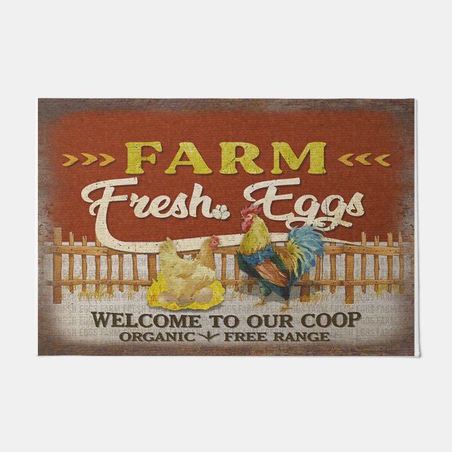 Felpudo welcome To Our Coop Mat, Retro Farm  (Anverso)