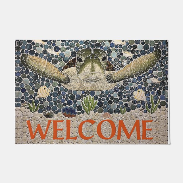 Felpudo Welcome Turtle Doormat, Cute Turtle (Anverso)