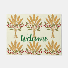 Felpudo 🌾 **"Welcome" Wheat Bouquet Doormat