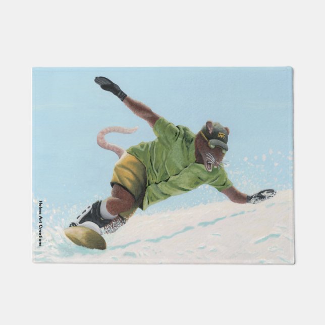 Felpudo Wererat Snowboarder Fantasy Art Door Mat (Anverso)