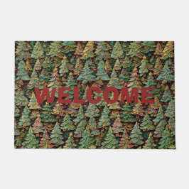 Felpudo Whimsey de los bosques de árboles de Navidad