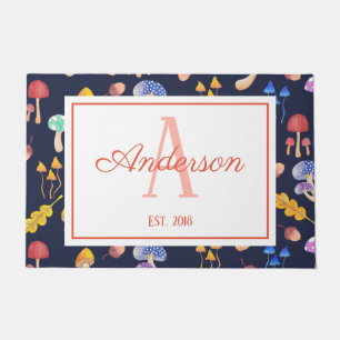 Felpudo Whimsical Autumn Mushrooms   Personalizado