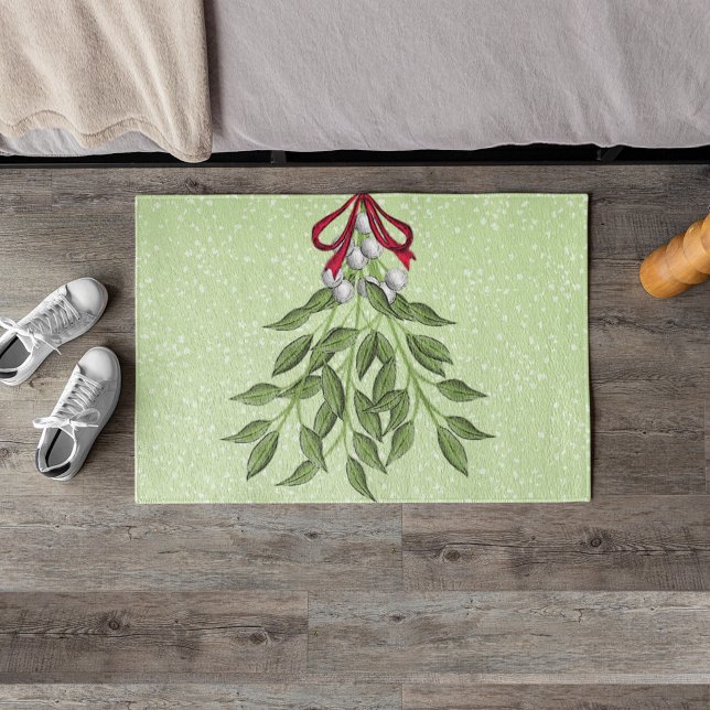 Felpudo Whimsical Cute Navidades Berries (Simple Christmas holiday greenery mistletoe berries doormat)