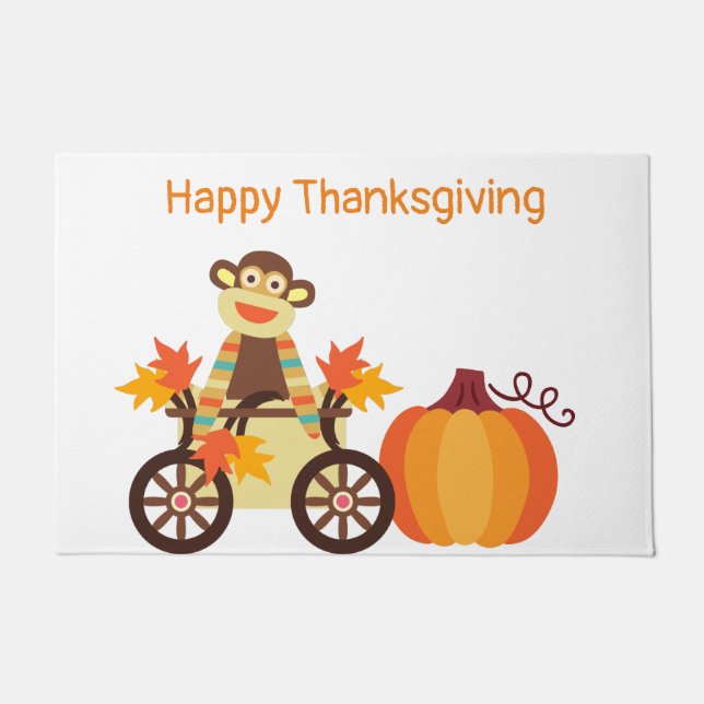 Felpudo Whimsical Sock Monkey Thankding (Anverso)