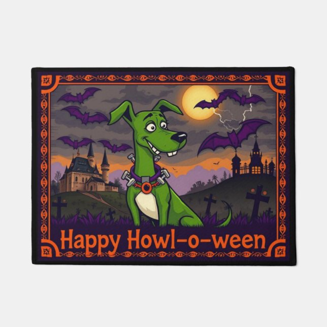 Felpudo Whippetstein Happy Howl-o-ween (Anverso)