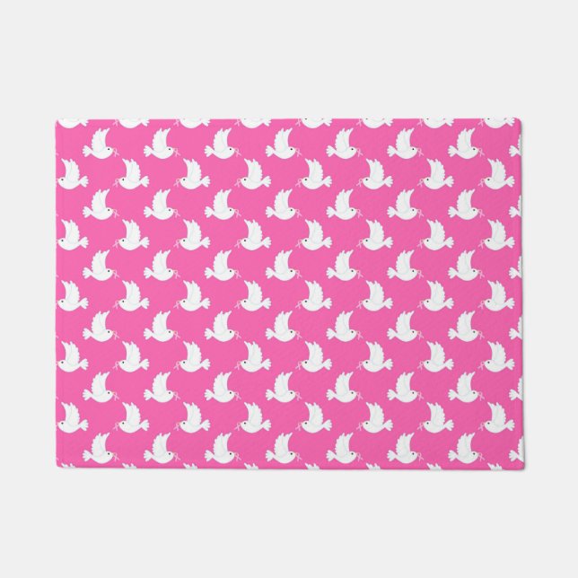 Felpudo White Bird Breast Cancer Awareness Pattern (Anverso)