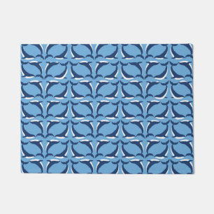 Felpudo White Blue Whales Yin Yang Sea Animal Ocean Marine